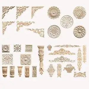 东阳木雕实木贴花仿古角花雕花欧式圆盘罗马柱牌匾木制品定做定制