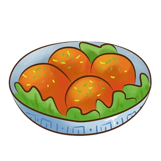 卡通美食新年餐饮东北菜四喜丸子概念画