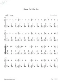 cheap thrills-sia numbered musical notation preview 1
