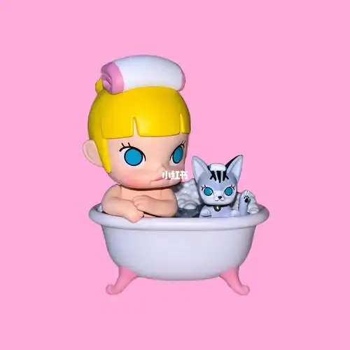 茉莉和猫咪一起洗澡还有一个系列的浴缸 也必须拿下7899#泡泡玛特