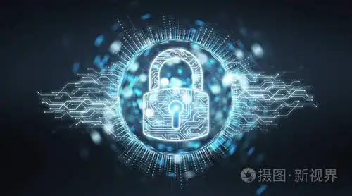 蓝色灰色背景3d 渲染的数字安全全息图照片-正版商用图片0pohoa-摄图