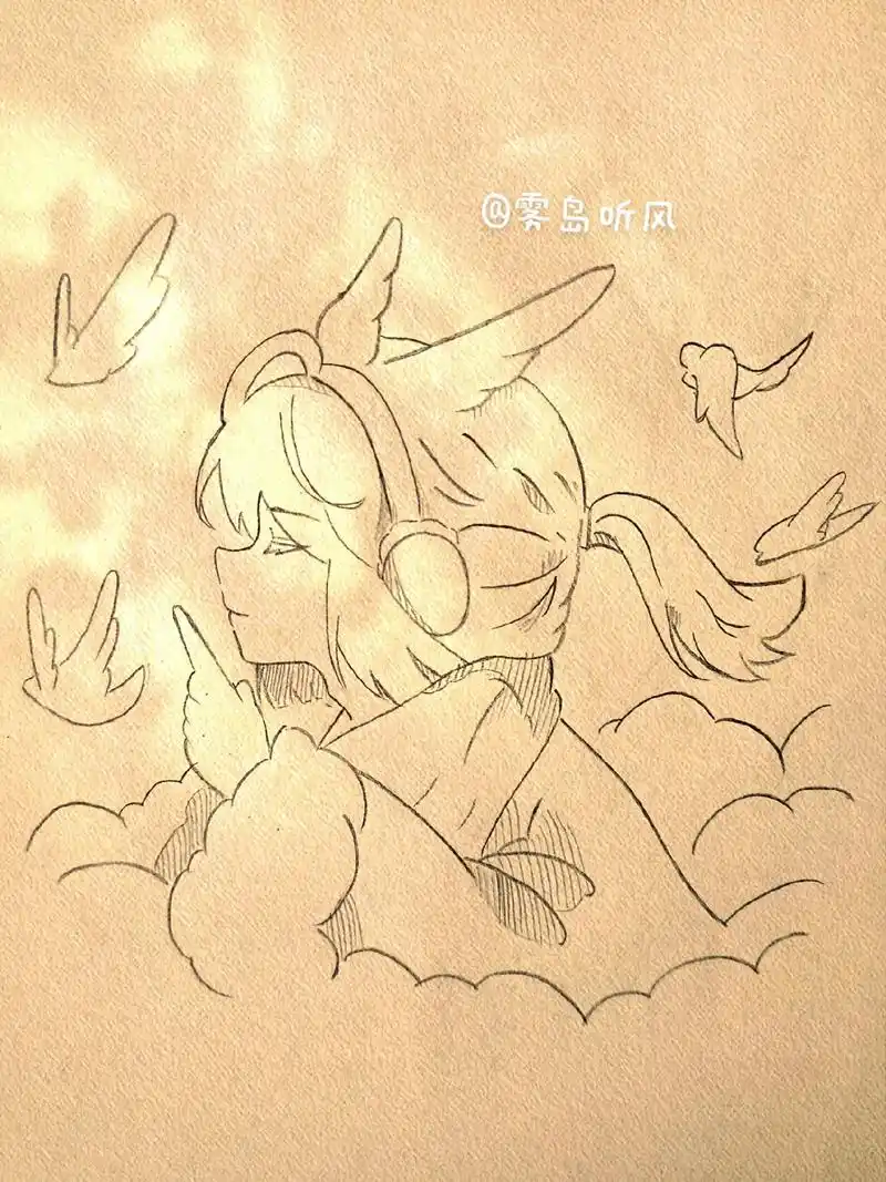 "私奔吗,在太阳下山前"@羡子鱼 #手绘临摹 #光遇白鸟 - 抖音