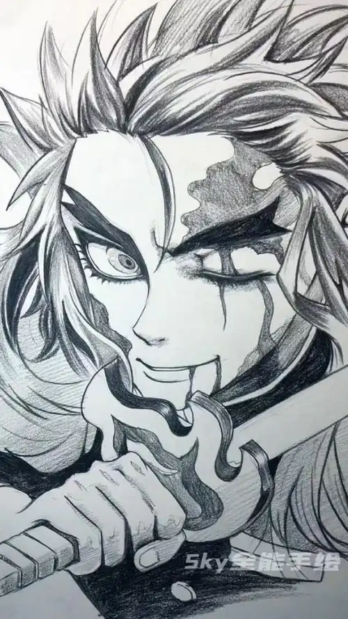 手绘动漫鬼灭之刃炼狱杏寿朗炎柱大哥