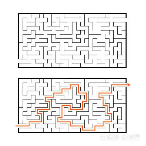 抽象的长方形迷宫. 孩子们的游戏. 儿童拼图. 迷宫难题.