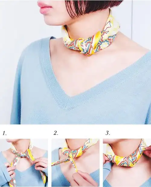 原创方巾的系法女士常见的几个方形丝巾系法总有一款适合你