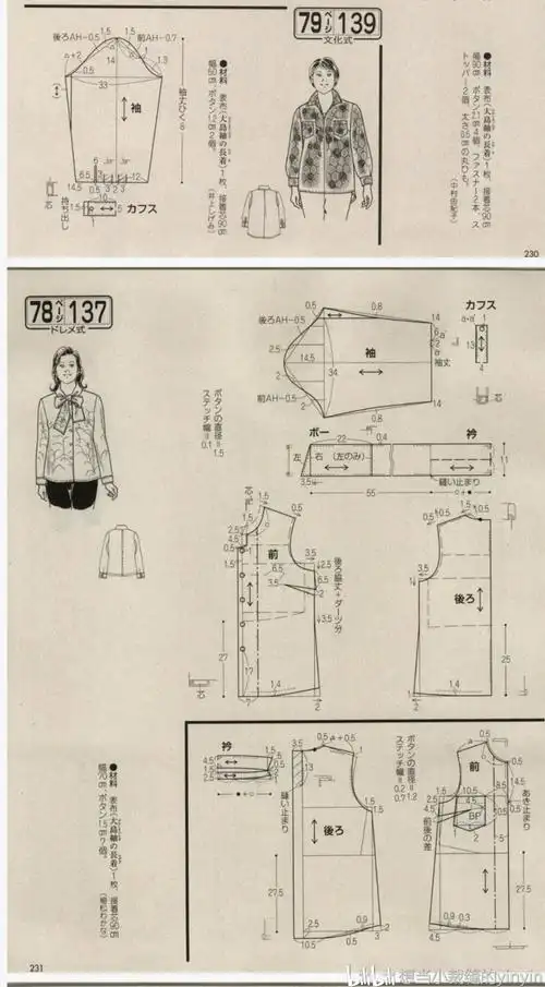 分享一些女士上衣衬衫裁剪图图纸