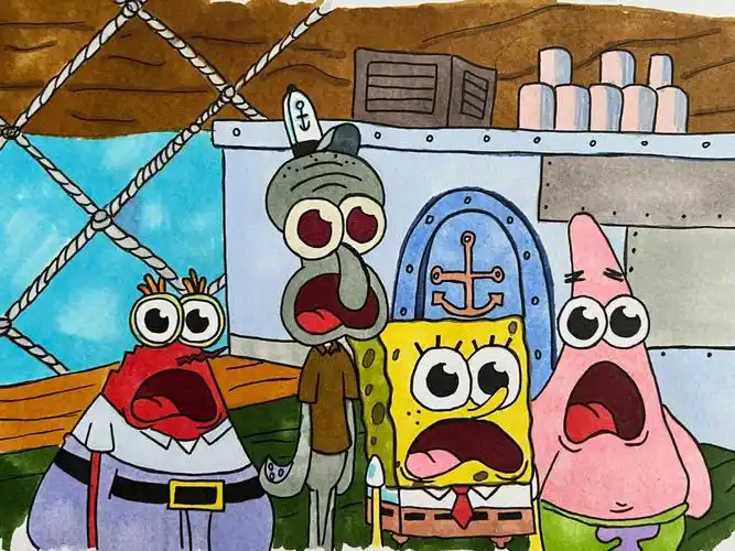 马克笔手绘海绵宝宝附过程图07