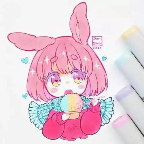 「马克笔手绘头像第二弹」超卡哇伊的q版动漫壁纸!