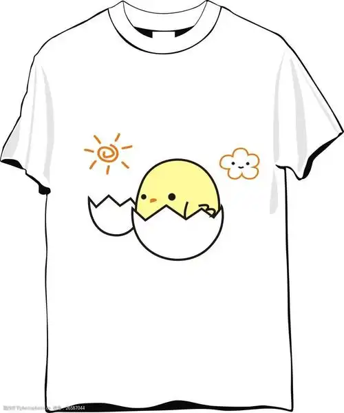 关键词:出壳小鸡t恤 动物图案t恤 可爱t恤 白色 涂鸦 手绘 彩色 卡通