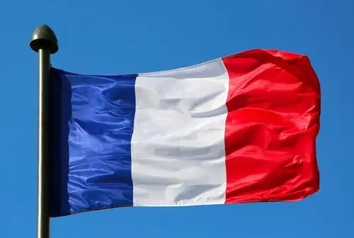 法国国旗,摆动,风,蓝天