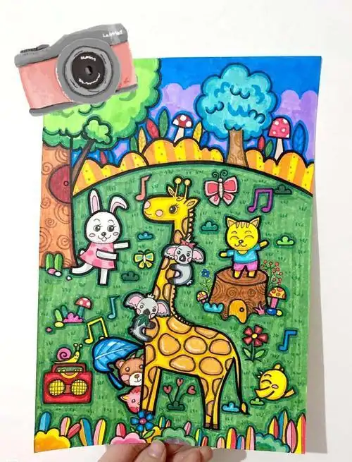 动物园主题简笔画彩色