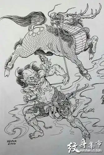 麒麟纹身麒麟纹身手稿麒麟纹身手稿图案大全