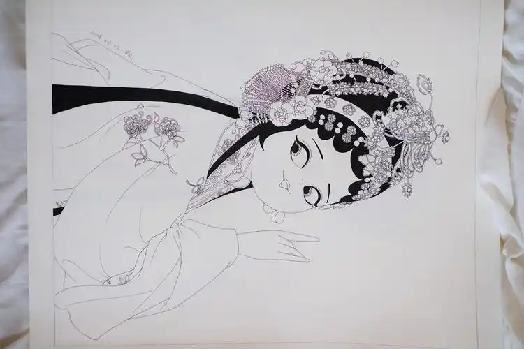 小花旦——线稿版|插画|儿童插画|敬敬fairy - 原创作品 - 站酷