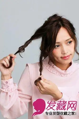 【图】丸子头 扭转束发可爱 中长发扎法图解(9)_丸子头发型_发藏网|fa