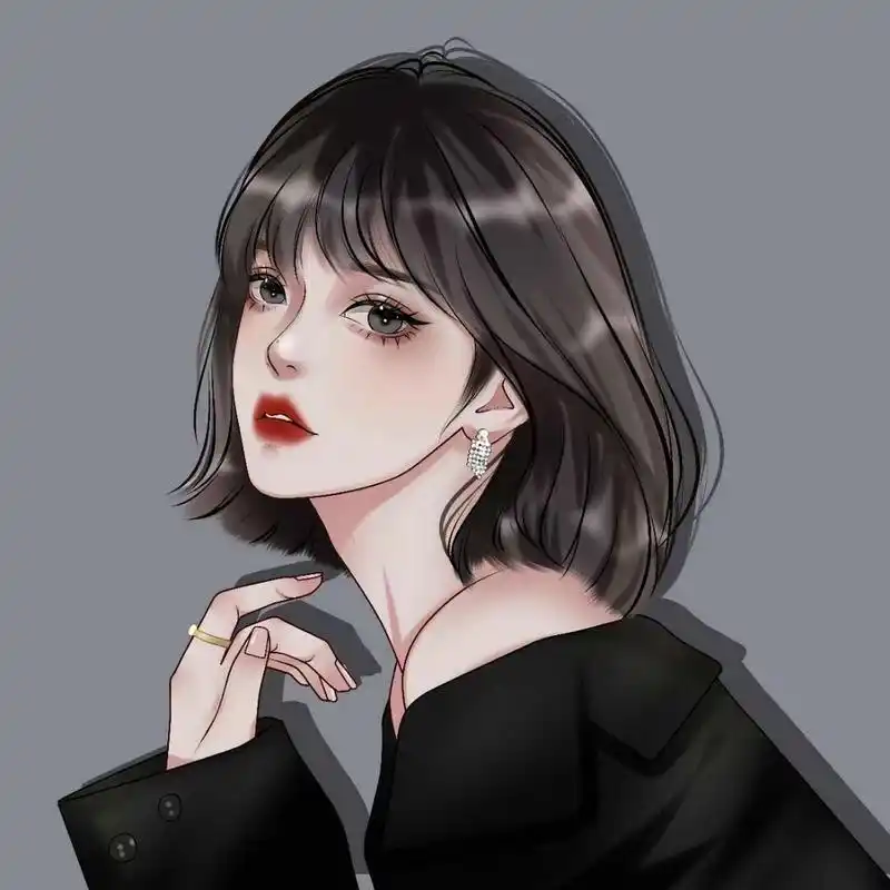 真人转漫画头像,高冷女神范,短发女孩,温柔可爱女头像,插画头像,ipad
