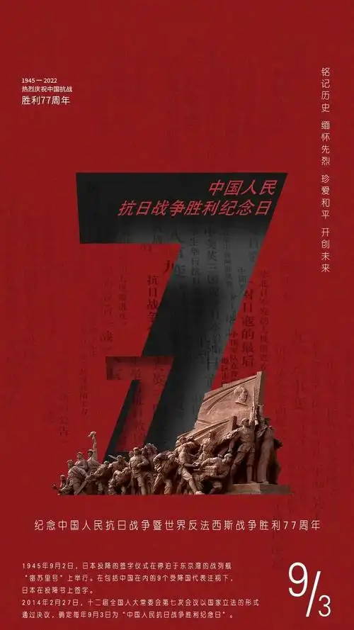 抗战胜利纪念日为了不能忘却的纪念文末海报可直接复制