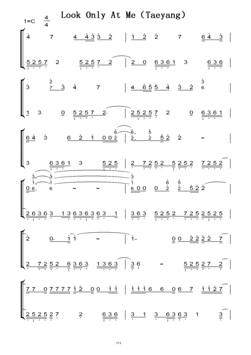 look only at me(taeyang) 钢琴双手简谱