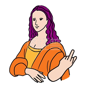 图怪兽原创元素卡通风名画鄙视你系列表情包微笑女插画元素