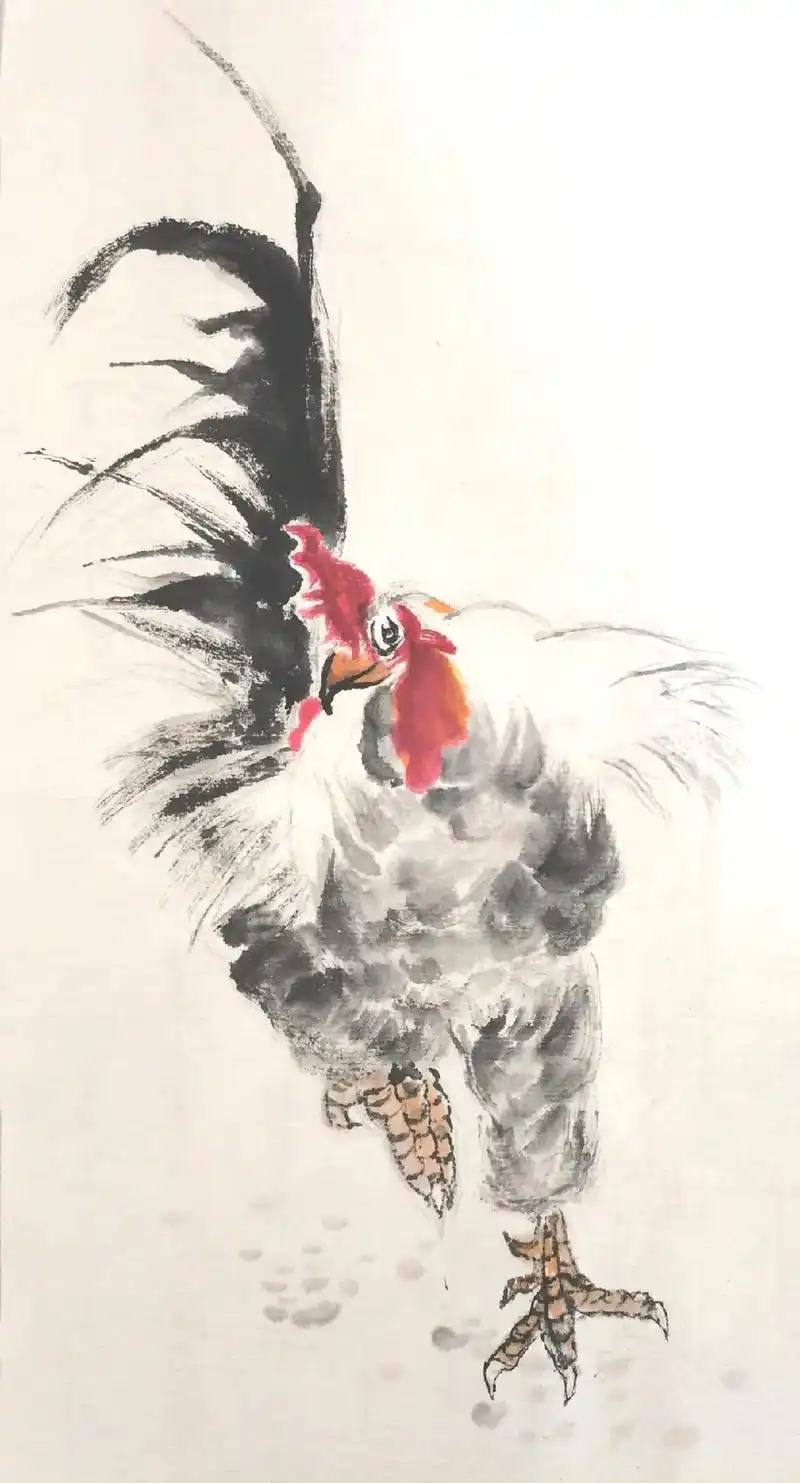 国画写意雄鸡,《大吉大利》,《秋丰》. - 抖音