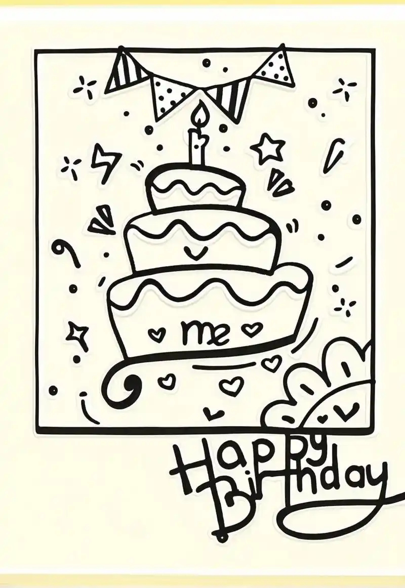 今天给大家分享一个超简单的ins风手绘生日贺卡教程!就算你画 - 抖音