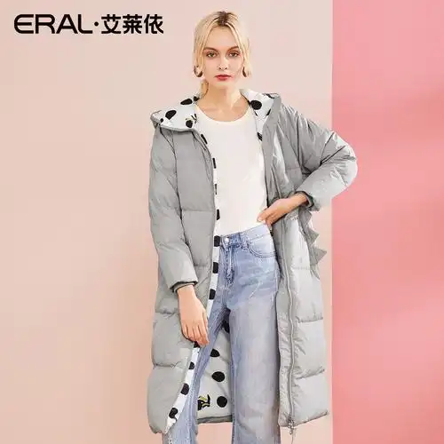加厚_艾莱依羽绒服女中长款加厚连帽正品清仓女款2018新款官方旗舰店