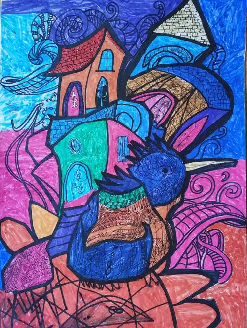 41号刘健聪12岁男乐艺《家》小学高年级组绘画