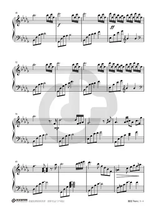 钢琴谱 眼泪tears曲谱眼泪 tears 艺术家:the daydream(白日梦) 调性