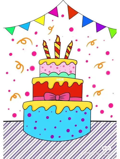 001临摹生日蛋糕线稿