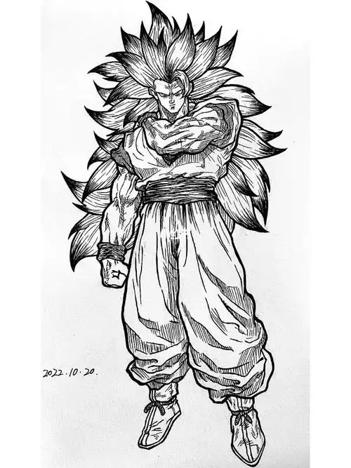 绘画临摹龙珠超级赛亚人