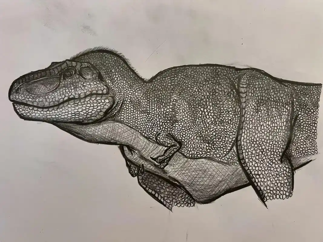 随手画一只霸王龙.前两天陪妹妹看猪猪侠:恐龙日记,里面的霸王 - 抖音