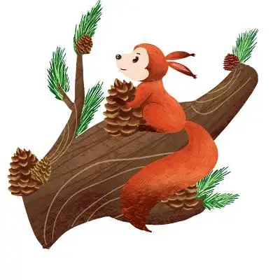 世界动物日卡通手绘秋天的松鼠素材世界动物日水彩可爱小动物彩色简笔