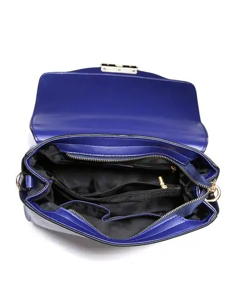 女士包盖式休闲单肩手提包优雅蓝色