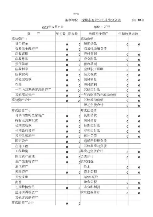 三大财务报表模板