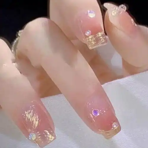 纯手工光疗穿戴甲甜豆少女穿戴甲成品重复使用美甲贴片