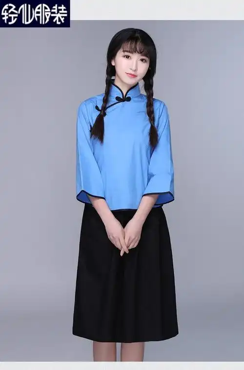 中山装套装演出服民国风复古女装中国风五四青年中山装毕业合唱演出