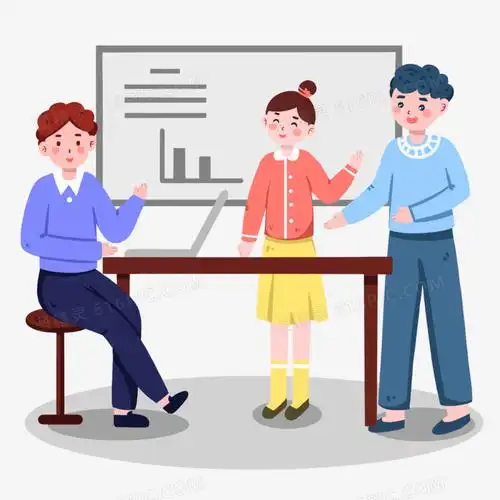 卡通手绘小组会议讨论人物元素
