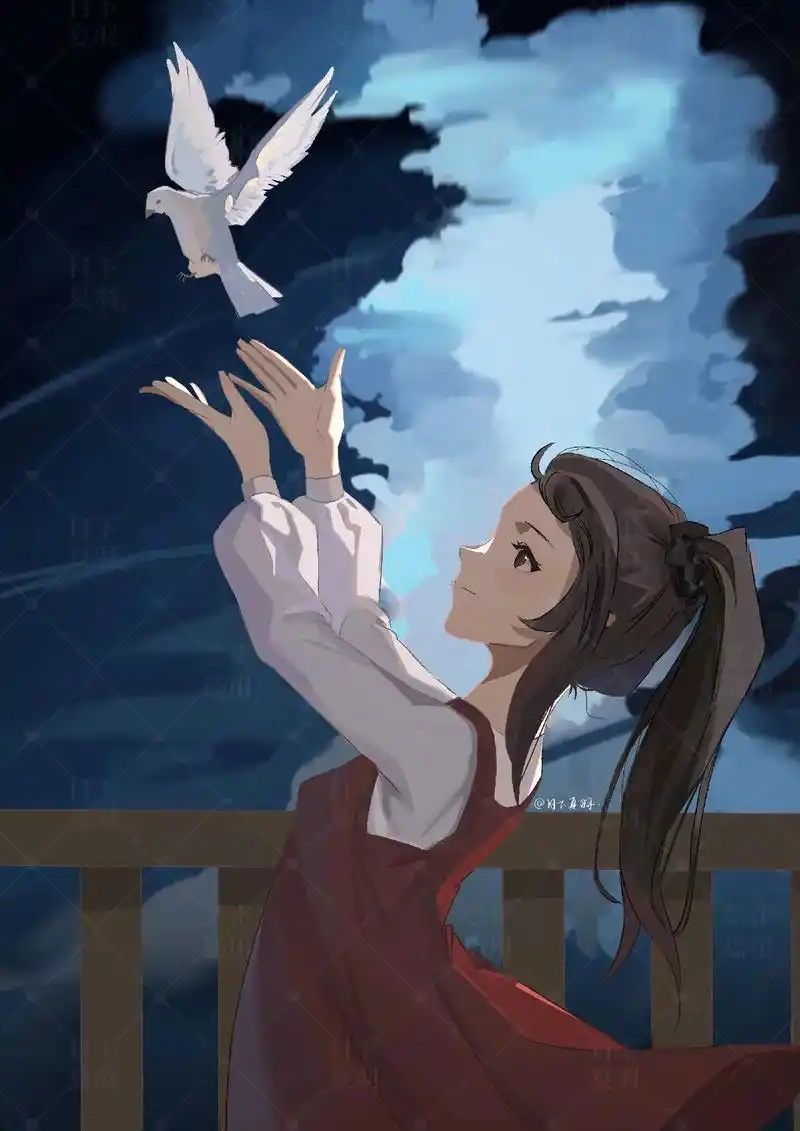 原创oc:放飞和平鸽的小女孩.07未经许可,禁止二传,二改, - 抖音