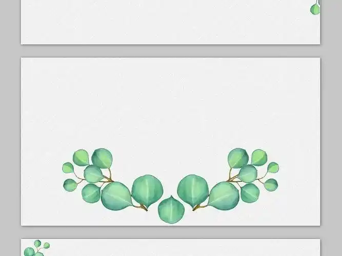 五张绿色卡通叶子ppt背景图片