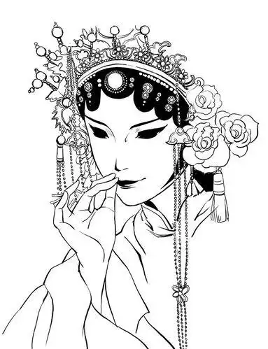 京剧人物简笔画手绘 京剧人物简笔画手绘花旦