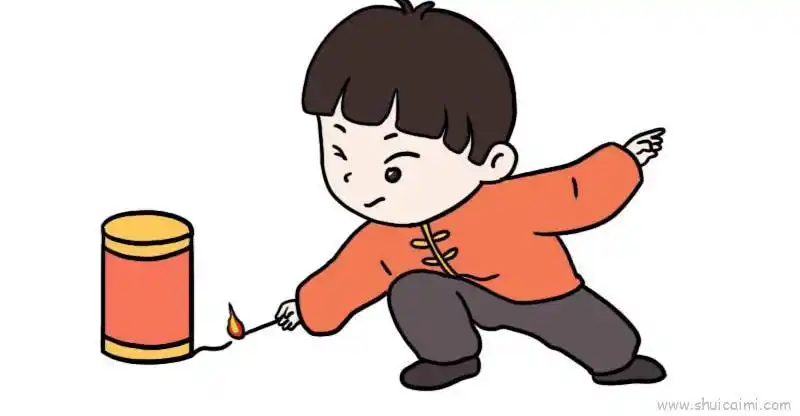 放鞭炮儿童画怎么画 放鞭炮简笔画简单又好看
