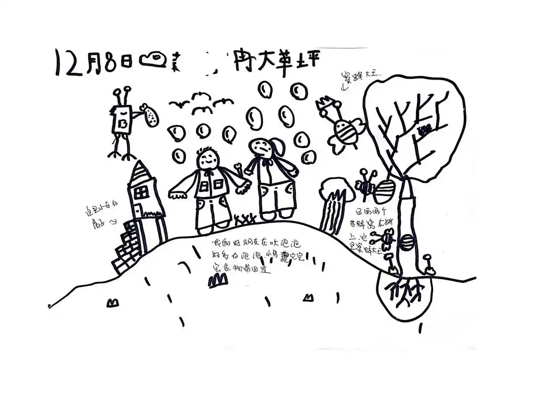 小朋友用画笔记录的幼儿园生活.#图文伙伴计划 #儿童绘画作品 - 抖音