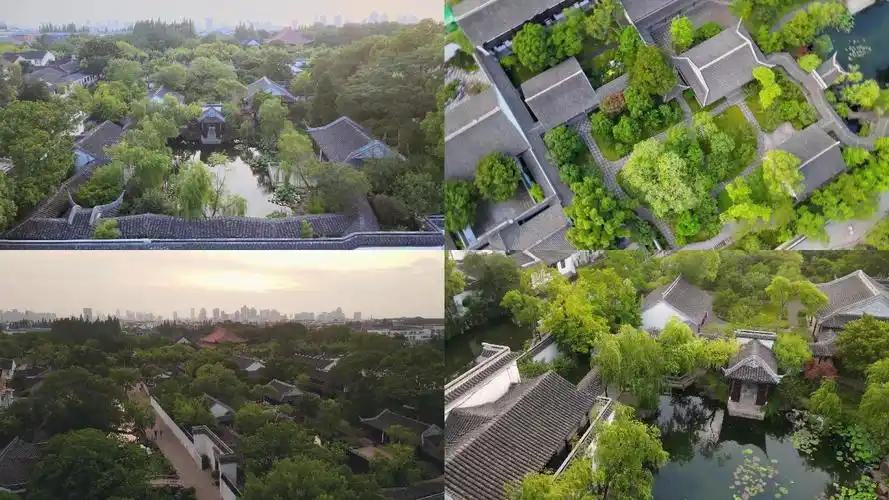 航拍苏州沧浪亭