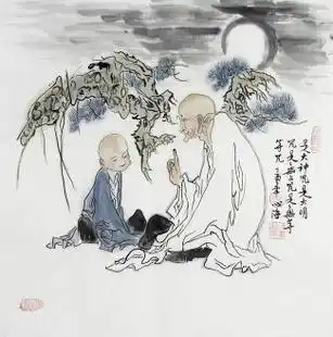 gg手绘客厅装饰画心海居士三尺斗方国画人物画老子出关传道授业图