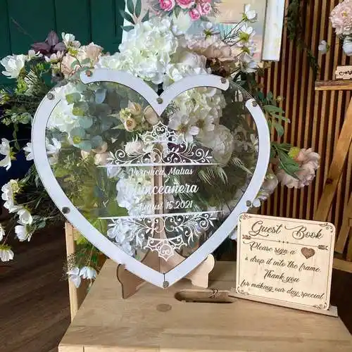 定制欧式简约结婚礼婚庆布置摆爱心浪漫创意签到板台指纹树签名台