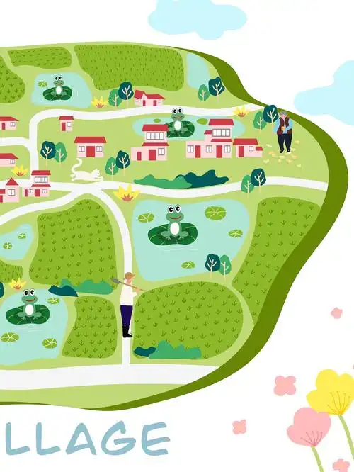 原创插画—村庄地图