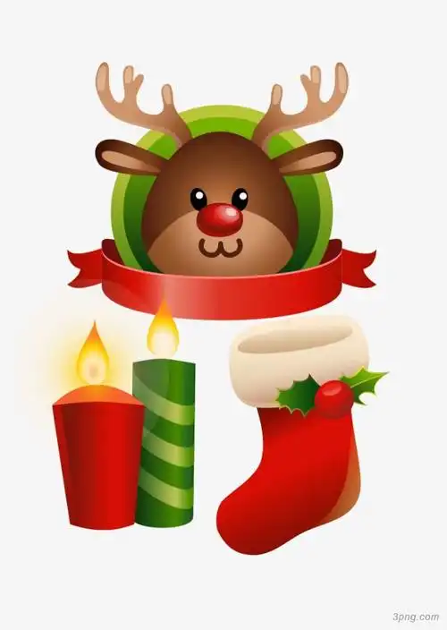 小鹿圣诞节矢量png素材透明免抠图片-节日元素