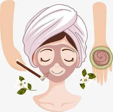 卡通敷面膜的女孩