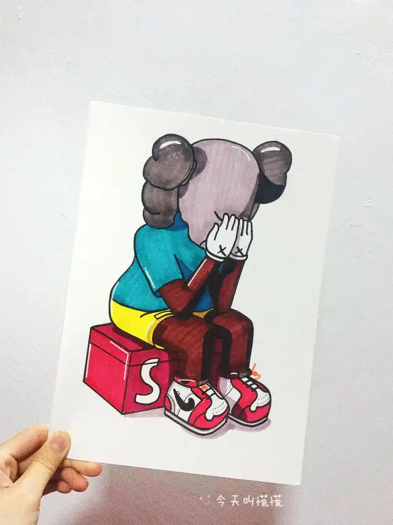 第23幅61kaws芝麻街公仔手绘