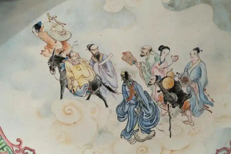 八仙过海图盘-清八仙图盘-清观太极图盘-清-珐琅海水龙纹盘-清龙纹盘