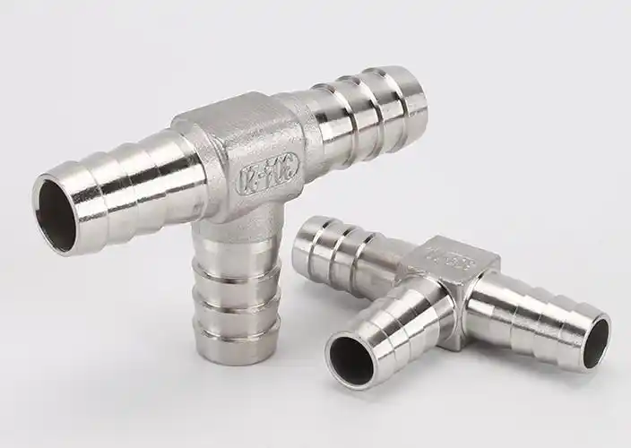 304不锈钢t型宝塔三通接头燃气插咀皮插软管格林头快接水管配件